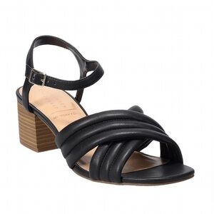 New! Faux Leather Quilted Crisscross Strappy Chunky Bloch Heel Square Sandals